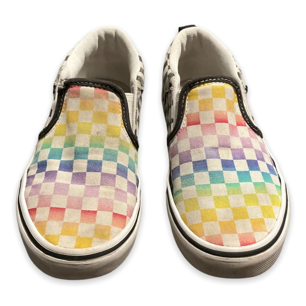 Vans Asher Rainbow Checkerboard Slip-On Sneaker - Size 3 (big kids)